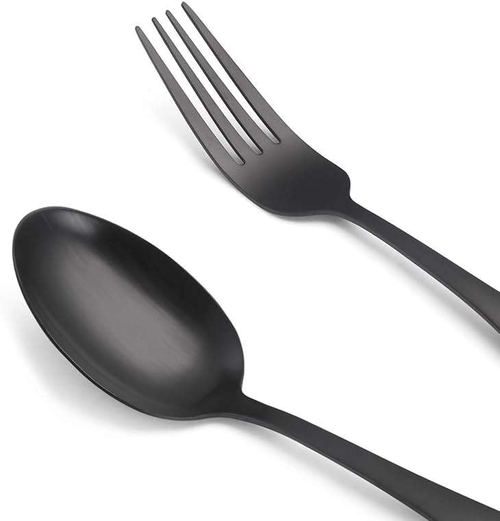 Matte Black Silverware Set, Satin Finish 20-Piece Stainless Steel Flatware set, Tableware Cutlery Set Service for 4, Utensils for Kitchens, Dishwasher Safe - Image 4