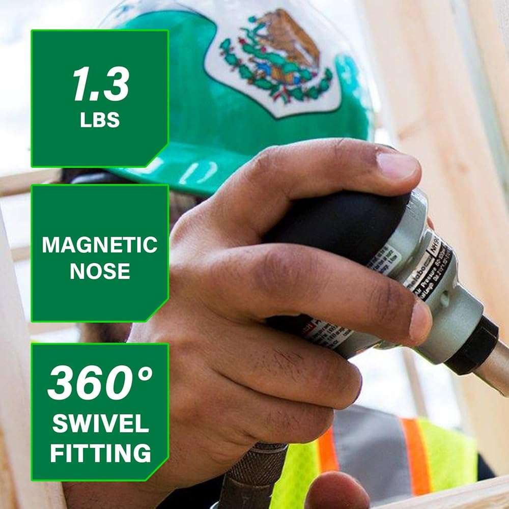 Metabo HPT Palm Nailer, Pro-Preferred Pneumatic Power Nailers, Palm Tool for Joist Hangers & Connectors, Magnetic Nose for Precise Fastening, 360° Swivel Plug, 2-1/2″ to 3-1/2″ Bulk Fasteners, NH90AB - Image 2