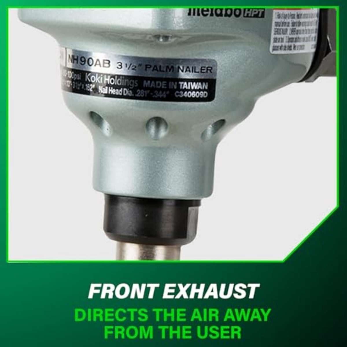 Metabo HPT Palm Nailer, Pro-Preferred Pneumatic Power Nailers, Palm Tool for Joist Hangers & Connectors, Magnetic Nose for Precise Fastening, 360° Swivel Plug, 2-1/2″ to 3-1/2″ Bulk Fasteners, NH90AB - Image 9