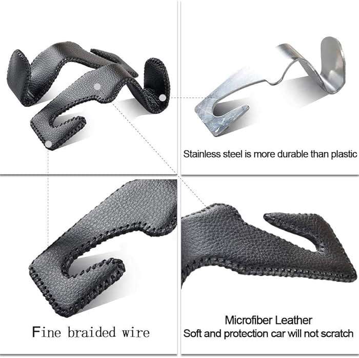 yicheyiyou Car Hooks Universal Car Vehicle Back Seat Headrest Hanger Holder Hook Microfiber Leather & Stainless Steel for Bag Purse Cloth Drink Grocery (Black) - Image 5