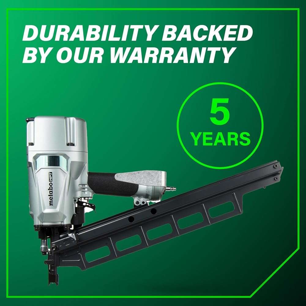Metabo HPT Framing Nailer, Pro-Preferred Pneumatic Power Nailer & Framing Tool for Flooring, Roof Decking, Selectable Trigger & Rafter Hook, 21° 2" to 3-1/4" Plastic Collated Nails, NR83A5 - Image 13