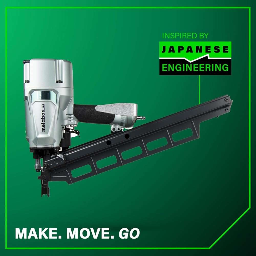 Metabo HPT Framing Nailer, Pro-Preferred Pneumatic Power Nailer & Framing Tool for Flooring, Roof Decking, Selectable Trigger & Rafter Hook, 21° 2" to 3-1/4" Plastic Collated Nails, NR83A5 - Image 14