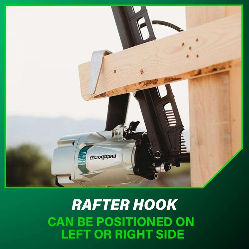 Metabo HPT Framing Nailer, Pro-Preferred Pneumatic Power Nailer & Framing Tool for Flooring, Roof Decking, Selectable Trigger & Rafter Hook, 21° 2" to 3-1/4" Plastic Collated Nails, NR83A5 - Image 10