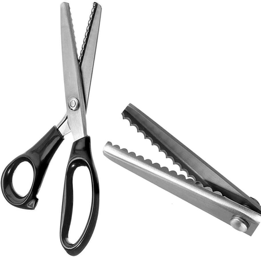 Professional Pinking Shears, Comfort Grip Handle Stainless Steel Dressmaking Scissors Sewing Art Craft Cut Tool, Serrated and Scalloped Blade Cutting Scissor for Fabric Decoration (Scalloped 3mm) - Image 1
