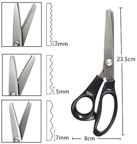 Professional Pinking Shears, Comfort Grip Handle Stainless Steel Dressmaking Scissors Sewing Art Craft Cut Tool, Serrated and Scalloped Blade Cutting Scissor for Fabric Decoration (Scalloped 3mm) - Image 2