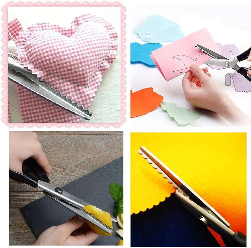 Professional Pinking Shears, Comfort Grip Handle Stainless Steel Dressmaking Scissors Sewing Art Craft Cut Tool, Serrated and Scalloped Blade Cutting Scissor for Fabric Decoration (Scalloped 3mm) - Image 7