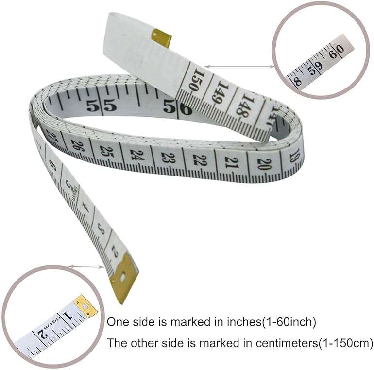 GDMINLO Soft Tape Measure Double Scale Body Sewing Flexible Tailor Craft Vinyl Ruler for Weight Loss Medical Body Measurement, Has Centimetre Scale on Reverse Side 60-inch（White） - Image 3