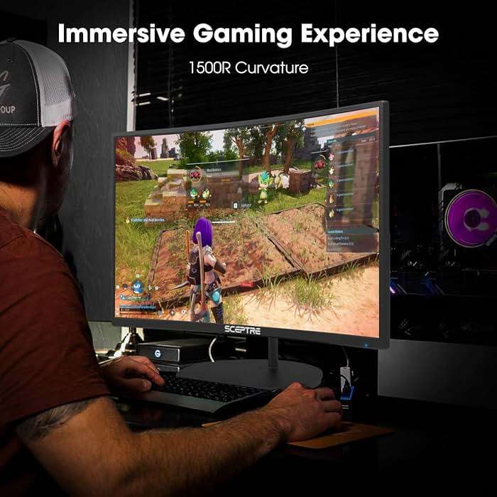 Sceptre Curved 27-inch Prime Monitor up to 100Hz 1080p, HDMI x2, VGA, 99% sRGB, Built-in Speakers, R1500, Machine Black 2025 (C275W-1920RN Series) - Image 6