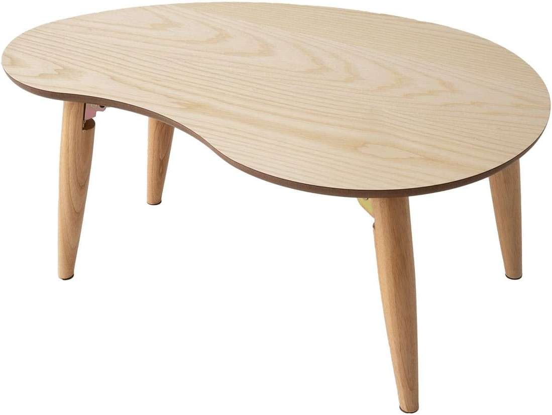 EMOOR Wood Folding Coffee Table Pear-Shaped (31.5"x20.5") Natural, Floor Sitting Low Table Small Space Minimalist Japanese Tatami Room - Image 1