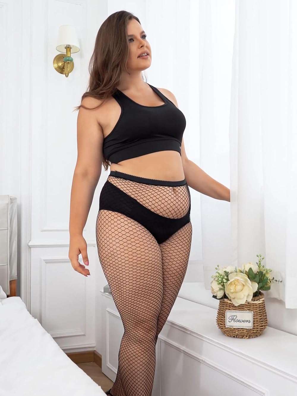 Aneco 4 Pairs Plus Size Fishnets Tights Sexy Black Fishnet Pantyhose Stockings Cross Mesh Tights Thigh High Stockings - Image 4