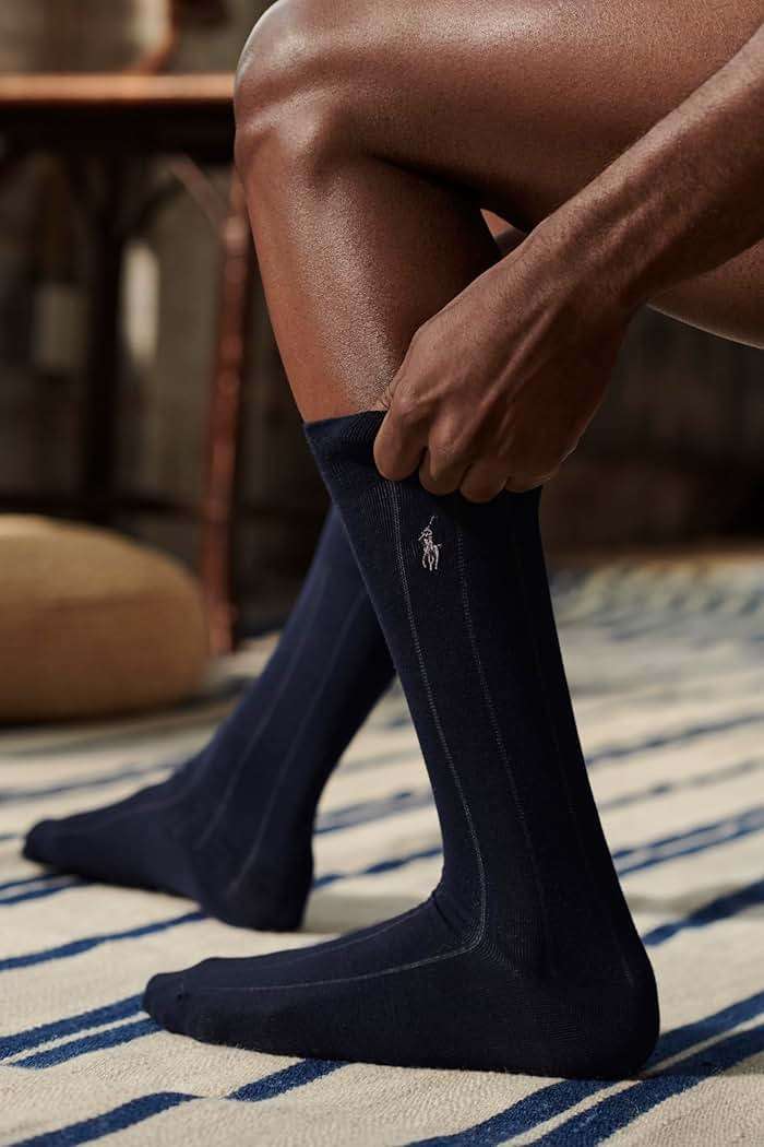 POLO RALPH LAUREN Men's Assorted Pattern Dress Crew Socks (4-Pack) - Image 4
