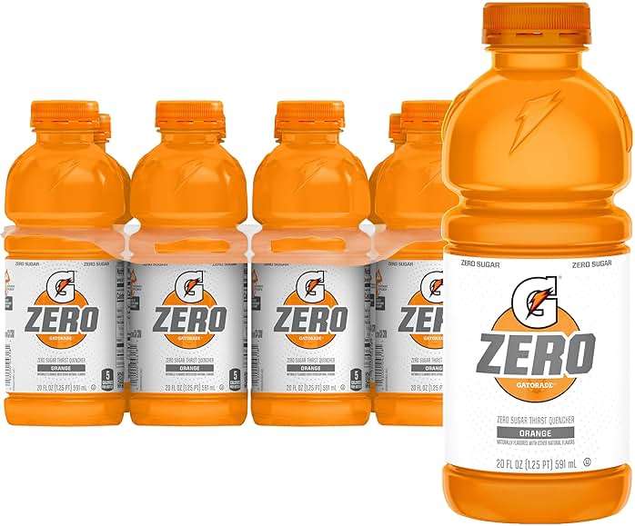 Gatorade Thirst Quencher Zero Sugar Sports Drink, Orange, 20oz Bottles, 8 Pack, Electrolytes for Rehydration - Image 1