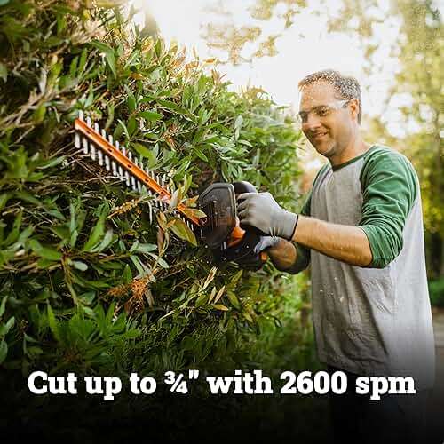 WORX 22" Cordless Hedge Trimmer, Electric Hedge Trimmer with Dual-Action Blades, Lightweight Bush Trimmer with 4.4 LBS, Battery & Charger Not Included, WG261.9 - Image 4