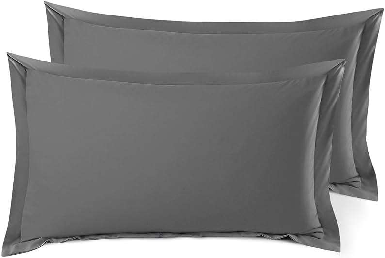 Nestl Soft Pillow Shams Set of 2 - Double Brushed Microfiber Pillow Covers - Hotel Style Premium Bed Pillow Cases, with 1.5” Decorative Flange, King 20"x36" - Gray - Image 1