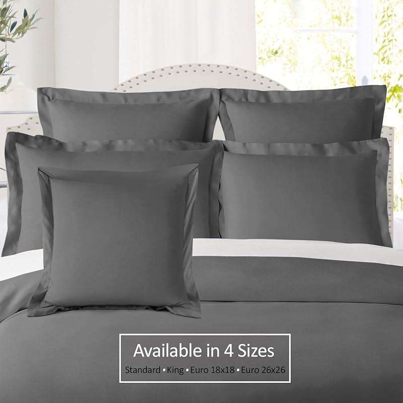 Nestl Soft Pillow Shams Set of 2 - Double Brushed Microfiber Pillow Covers - Hotel Style Premium Bed Pillow Cases, with 1.5” Decorative Flange, King 20"x36" - Gray - Image 2