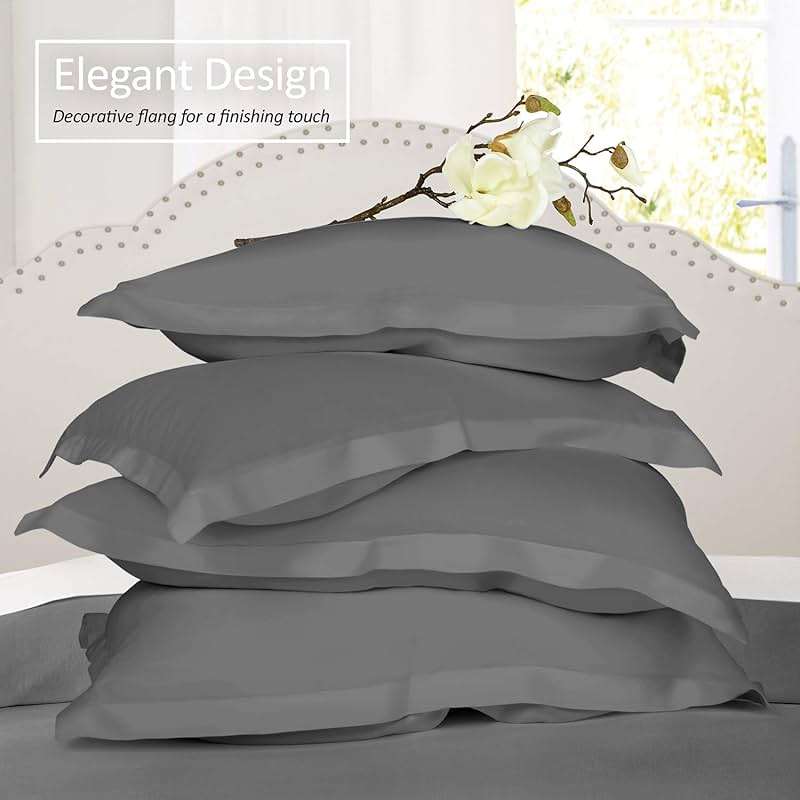 Nestl Soft Pillow Shams Set of 2 - Double Brushed Microfiber Pillow Covers - Hotel Style Premium Bed Pillow Cases, with 1.5” Decorative Flange, King 20"x36" - Gray - Image 3