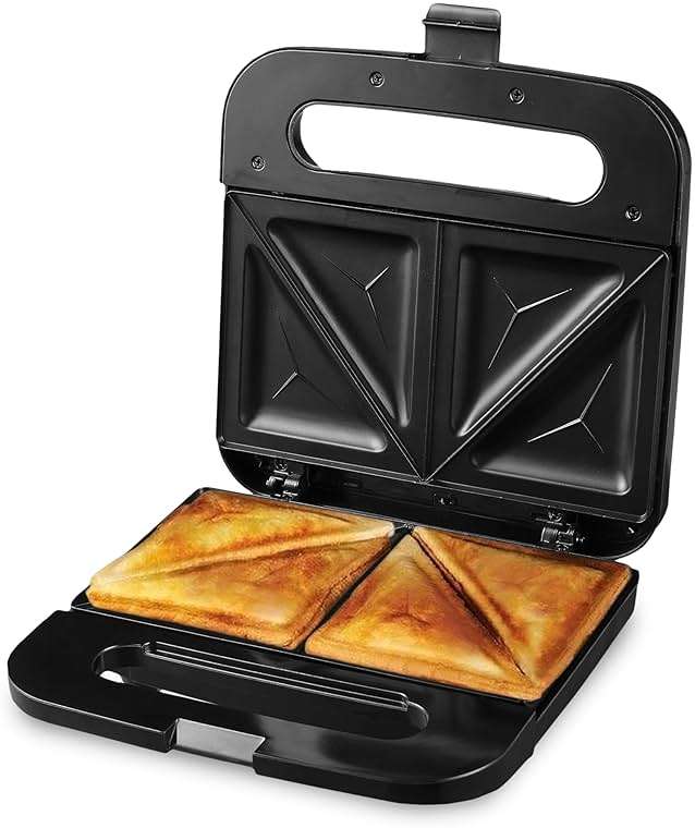 OVENTE Electric Sandwich Maker with Non-Stick Plates, Indicator Lights, Cool Touch Handle, Easy to Clean and Store, Perfect for Cooking Breakfast, Grilled Cheese, Tuna Melts and Snacks, Black GPS401B - Image 1