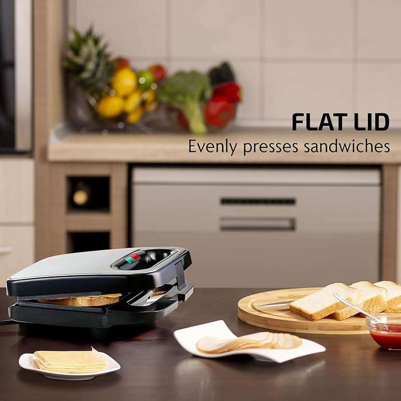OVENTE Electric Sandwich Maker with Non-Stick Plates, Indicator Lights, Cool Touch Handle, Easy to Clean and Store, Perfect for Cooking Breakfast, Grilled Cheese, Tuna Melts and Snacks, Black GPS401B - Image 6