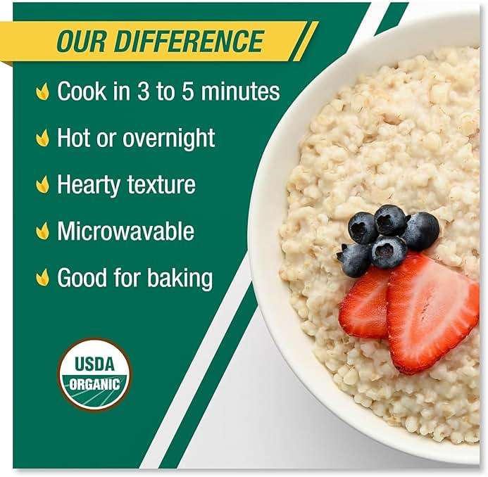 COACH'S OATS Organic Whole Grain Oatmeal 3 lbs | Cracked n’ Toasted | Quick-Cooking, Steel Cut Texture | Heart-Healthy, Delicious Breakfast | Microwavable, Stovetop, Overnight Oatmeal - Image 4