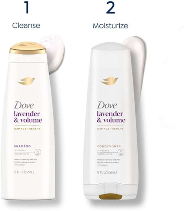 Dove Shampoo & Conditioner, Lavender & Volume Damage Therapy – Volumizing Hair Products for Women with Fine, Flat Hair, 12 Oz Ea - Image 5