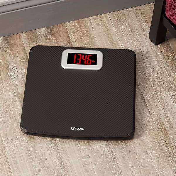Taylor Digital Bathroom Scale, Body Weight Scale 400 LB Capacity, Carbon Fiber Anti-Slip Mat, 11.8 x 11.8 Inch Platform, Black - Image 5
