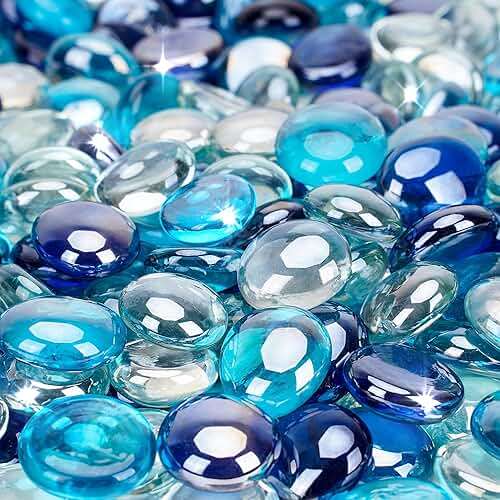 Stanbroil 10-Pound Blended Fire Glass Beads - 1/2 inch Fire Glass Drops Blended Cobalt Blue, Crystal Ice, Caribbean Blue Luster for Indoor and Outdoor Gas Fire Pits and Fireplaces - Image 1