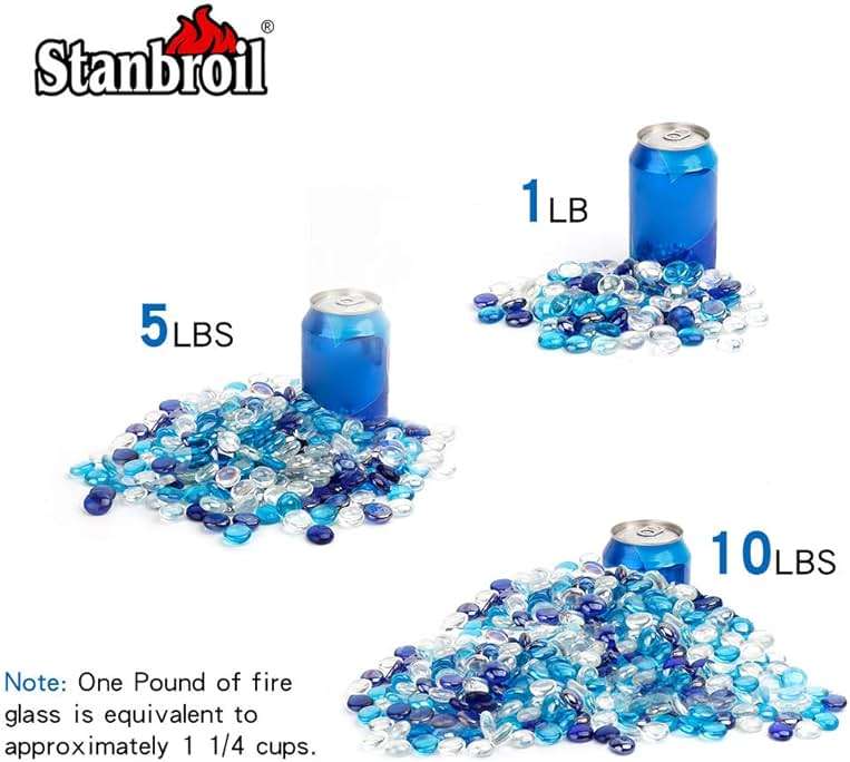 Stanbroil 10-Pound Blended Fire Glass Beads - 1/2 inch Fire Glass Drops Blended Cobalt Blue, Crystal Ice, Caribbean Blue Luster for Indoor and Outdoor Gas Fire Pits and Fireplaces - Image 4