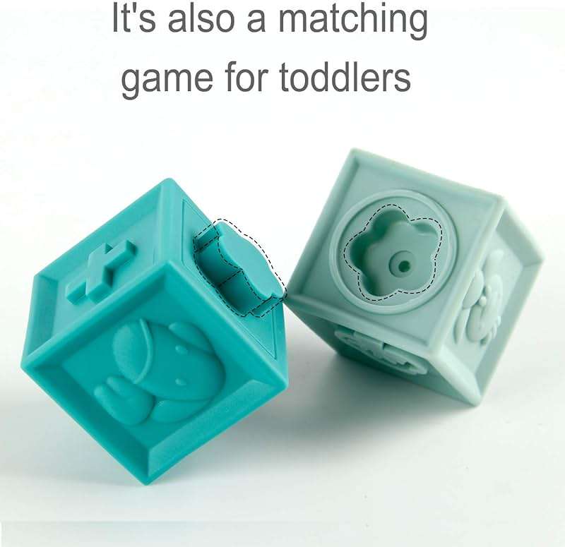Mini Tudou Baby Blocks Soft Building Blocks Baby Toys Teethers Toy Educational Squeeze Play with Numbers Animals Shapes Textures 6 Months and Up 12PCS - Image 4
