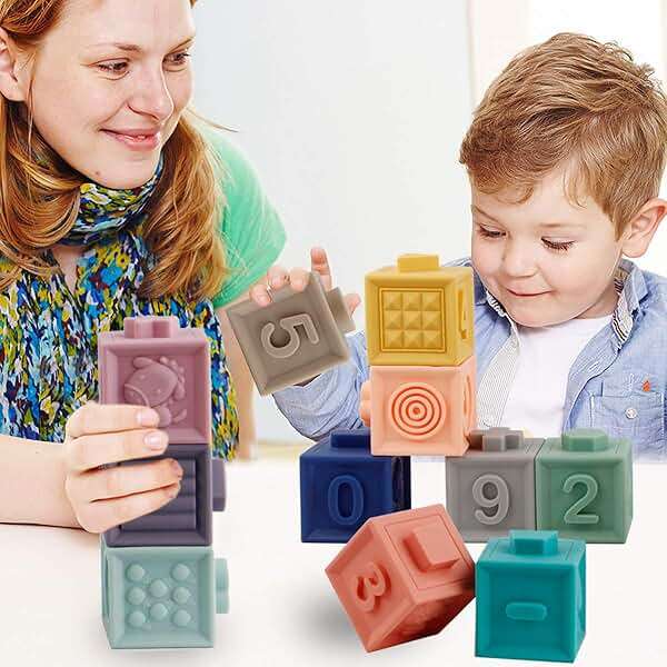 Mini Tudou Baby Blocks Soft Building Blocks Baby Toys Teethers Toy Educational Squeeze Play with Numbers Animals Shapes Textures 6 Months and Up 12PCS - Image 7