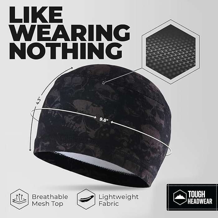 Tough Headwear Skull Cap - Skull Caps for Men - Motorcycle and Bike Helmet Liner - Hard Hat Cooling Hats - No Sweat Head Caps - Image 5