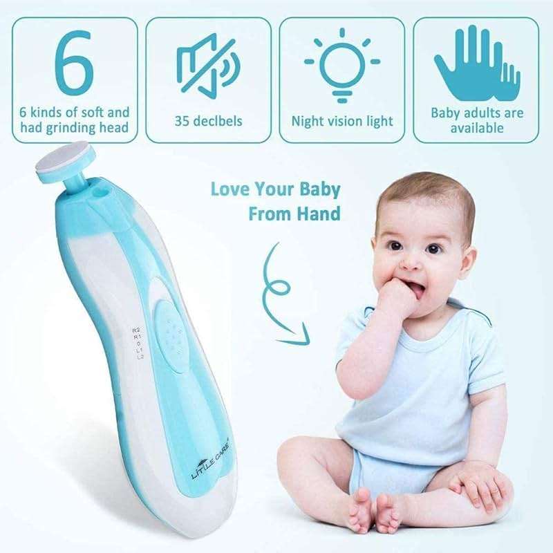 Electric Nail File Drill for Baby No Sharp Claws Hurt, 6 in 1 Safety Cutter Trimmer Clipper for Toes and Fingers (Blue) - Image 8