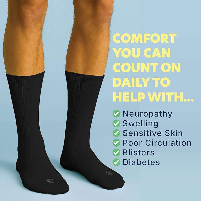 Doctor's Choice Diabetic Socks for Men, Seamless Socks with Non Binding Top, 4 Pairs, Large 9-12 & X-Large 13-15 - Image 6