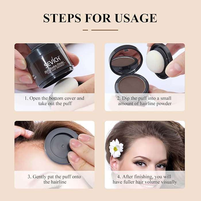 Sevich Hairline Powder,Instantly Conceals Hair Loss, Root Touch up Powder, Hair Shadow Toppers for Women & Men, Touch Up for Thinning Gray Hair, Windproof & Sweatproof,Medium brown - Image 5