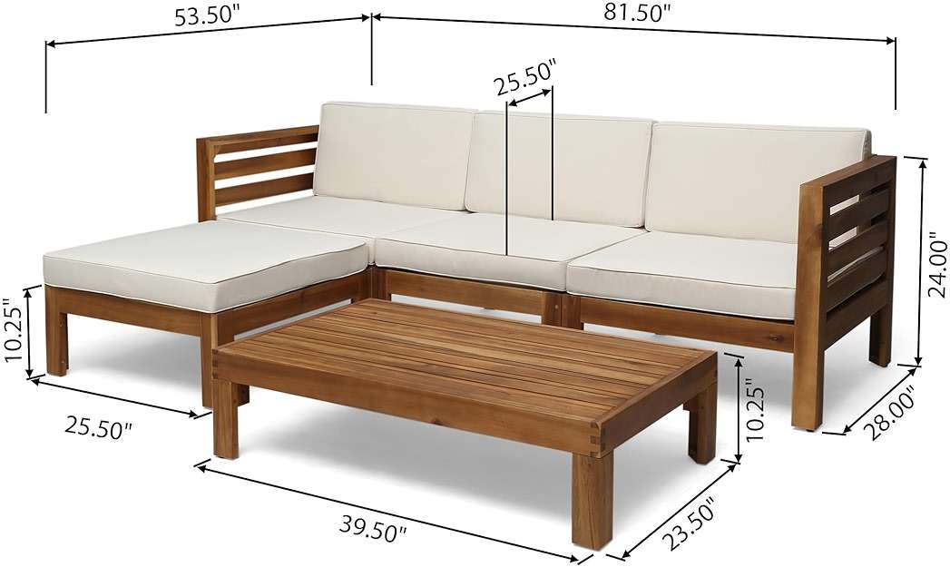 Christopher Knight Home Alice Outdoor 5 Piece Acacia Wood Sofa Set, Teak Finish, Beige - Image 4
