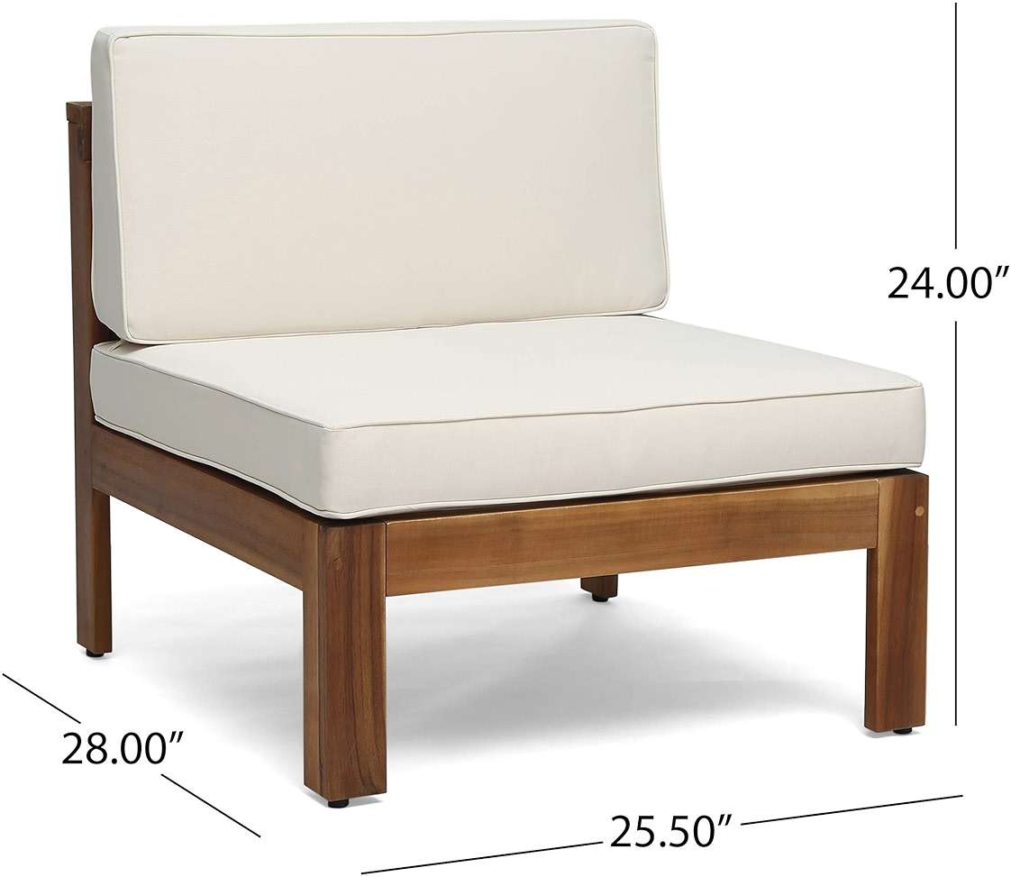 Christopher Knight Home Alice Outdoor 5 Piece Acacia Wood Sofa Set, Teak Finish, Beige - Image 5