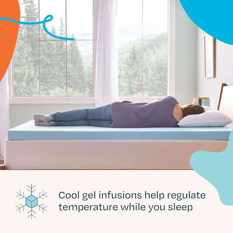 Linenspa Memory Foam Mattress Topper, Queen Size - 3 Inch Gel Infused Memory Foam - Plush Feel - Cooling and Pressure Relieving - CertiPUR Certified - Image 3