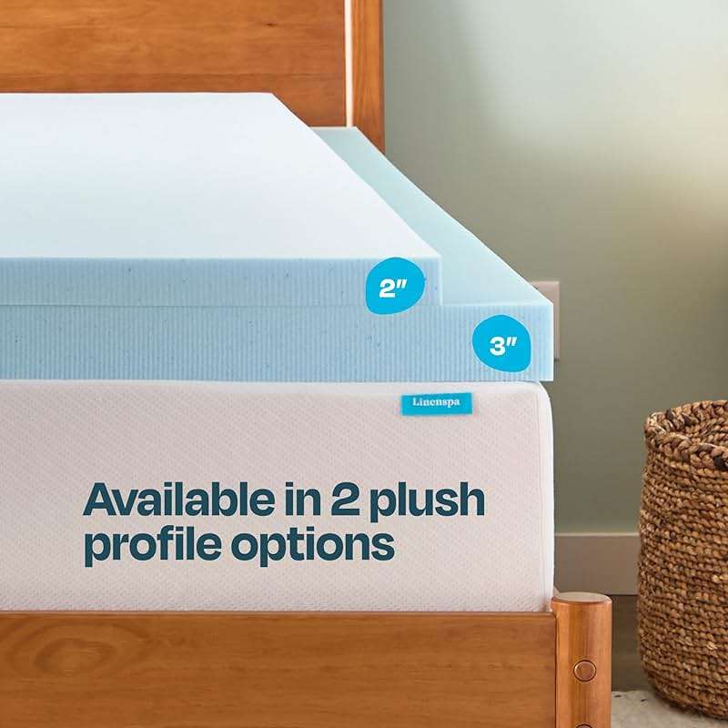 Linenspa Memory Foam Mattress Topper, Queen Size - 3 Inch Gel Infused Memory Foam - Plush Feel - Cooling and Pressure Relieving - CertiPUR Certified - Image 5