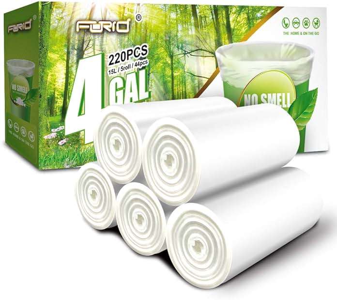 FORID Clear Small Trash Bags - 4 Gallon Garbage Bags Wastebasket Bin Liners 220 Count Plastic Trash Bags for Bathroom Bedroom Office Trash Can - Image 1