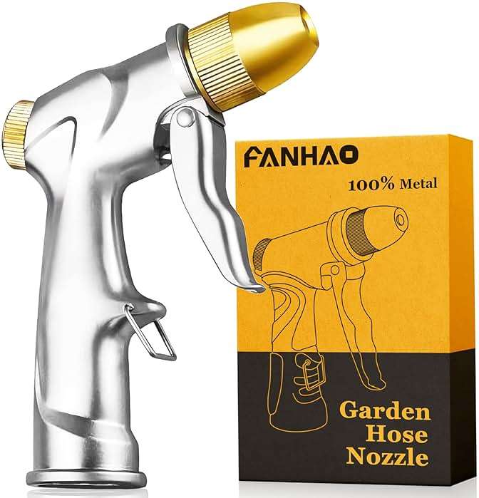 FANHAO Upgraded Garden Hose Nozzle Sprayer, 100% Heavy Duty Metal Handheld Water Nozzle High Pressure in 4 Spraying Modes for Watering Plants and Lawn, Car Washing, Patio and Pet - Image 1