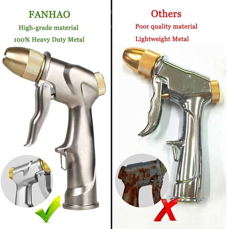 FANHAO Upgraded Garden Hose Nozzle Sprayer, 100% Heavy Duty Metal Handheld Water Nozzle High Pressure in 4 Spraying Modes for Watering Plants and Lawn, Car Washing, Patio and Pet - Image 4