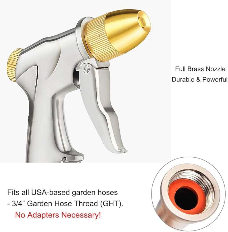 FANHAO Upgraded Garden Hose Nozzle Sprayer, 100% Heavy Duty Metal Handheld Water Nozzle High Pressure in 4 Spraying Modes for Watering Plants and Lawn, Car Washing, Patio and Pet - Image 7