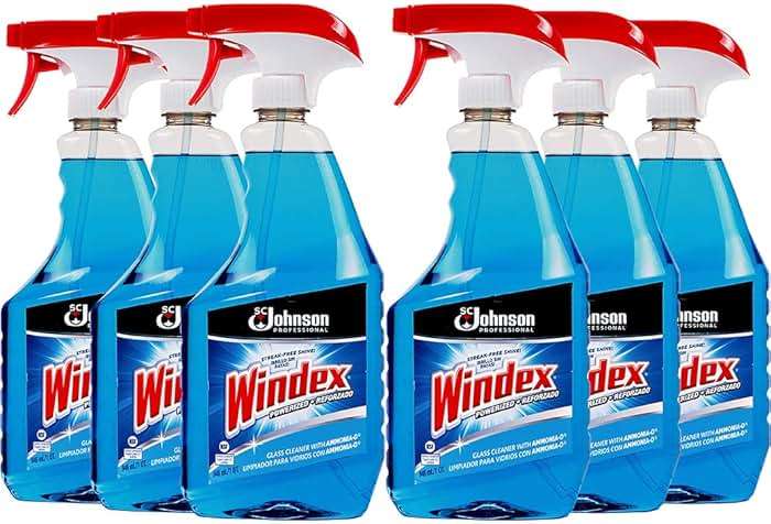 Windex Glass Cleaner with Ammonia-d, 32 Oz. Trigger Spray Bottle (Pack of 6) - Image 1