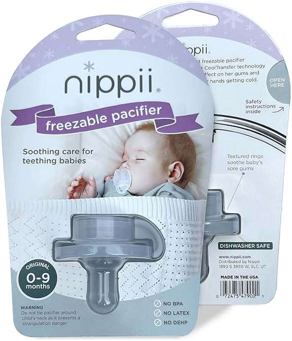 Nippii Freezable Pacifier for Baby Teething Relief - Safe Infant Teether with Cooling Effect - Easy to Clean, Medical Grade Soft Silicone - BPA Free - for Babies 0-9 Months - Made in USA - Image 1