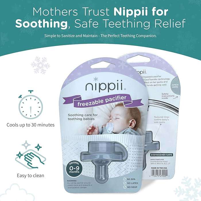 Nippii Freezable Pacifier for Baby Teething Relief - Safe Infant Teether with Cooling Effect - Easy to Clean, Medical Grade Soft Silicone - BPA Free - for Babies 0-9 Months - Made in USA - Image 2