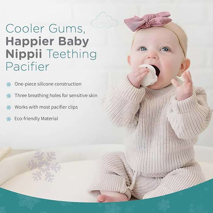Nippii Freezable Pacifier for Baby Teething Relief - Safe Infant Teether with Cooling Effect - Easy to Clean, Medical Grade Soft Silicone - BPA Free - for Babies 0-9 Months - Made in USA - Image 4