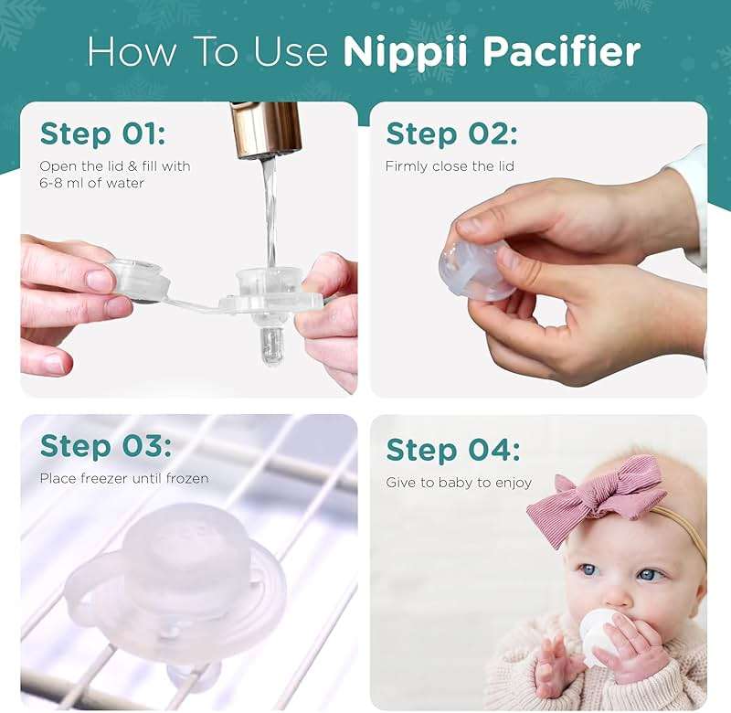 Nippii Freezable Pacifier for Baby Teething Relief - Safe Infant Teether with Cooling Effect - Easy to Clean, Medical Grade Soft Silicone - BPA Free - for Babies 0-9 Months - Made in USA - Image 6