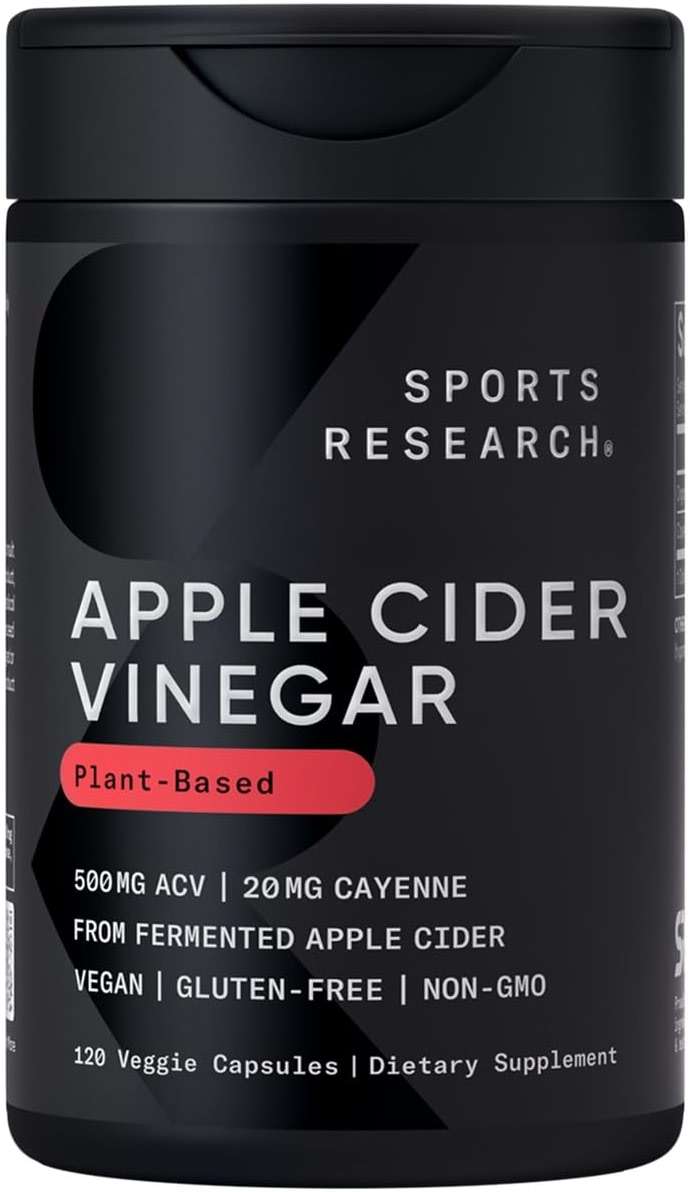 Sports Research® Apple Cider Vinegar with Cayenne Pepper | Made from Organic Fermented Apple Cider - Non-GMO Project Verified & Vegan Certified (120 Veggie Capsules) - Image 1