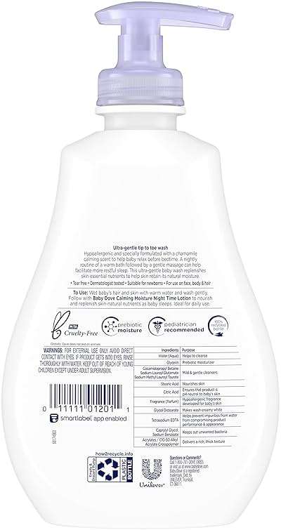Baby Dove Sensitive Skin Care Baby Wash For a Calming Moisture Hypoallergenic and Tear-Free, Washes Away Bacteria, Chamomile, 13 Fl Oz - Image 2