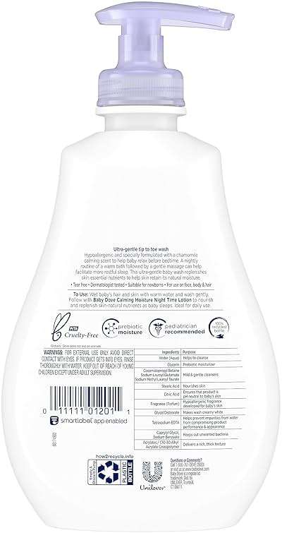 Baby Dove Sensitive Skin Care Baby Wash For a Calming Moisture Hypoallergenic and Tear-Free, Washes Away Bacteria, Chamomile, 13 Fl Oz - Image 3