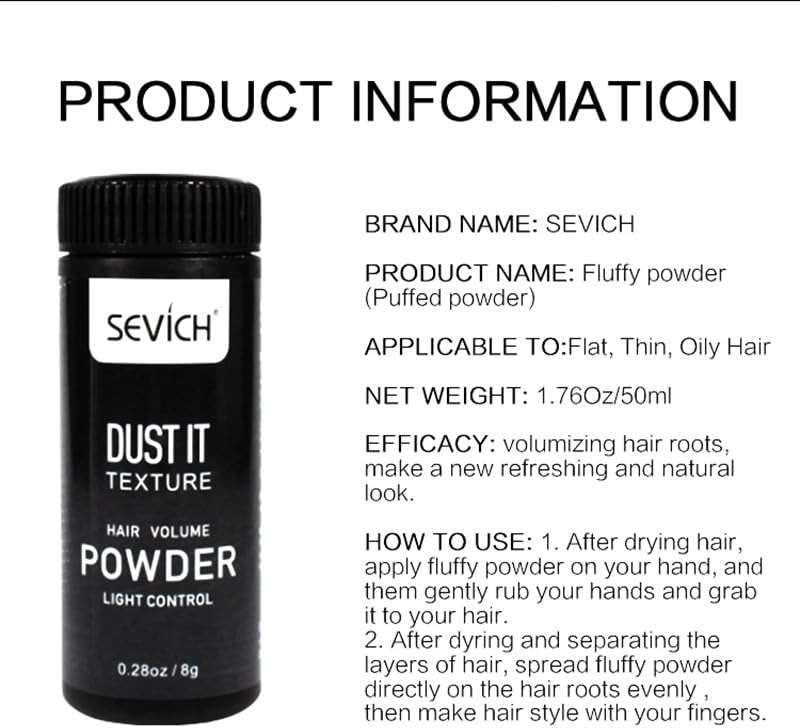 SEVICH Hair Volumizing Powder, Texturizing & Root Lift for Fine Thin Hair – Matte Finish Styling Dust Powder for Men & Women, Oil Absorbing Volume Booster 0.28oz/8g - Image 7